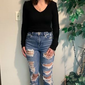 Black v-neck sweater